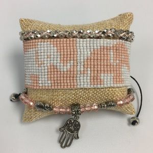 Handmade beaded macrame multilayered bracelet